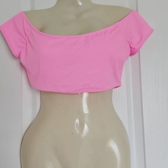 Host Pick Victoria's Secret Off The Shoulder Lightly Padded Swim Top Small Pink - Picture 2 of 16